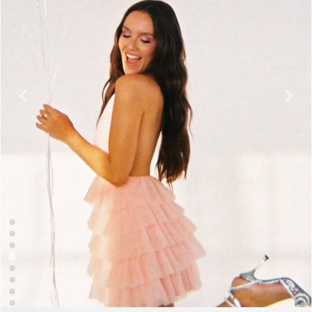 The vintage shop birthday pink halter puffy layered mini dress